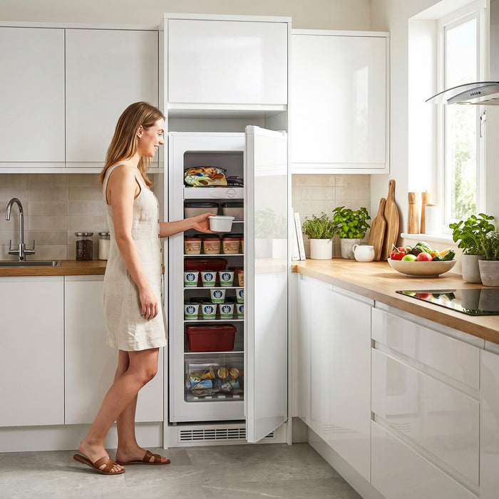 HOMCOM 7.0 Cu.Ft Upright Freezer, Compact Stand Up Freezer for Home, White
