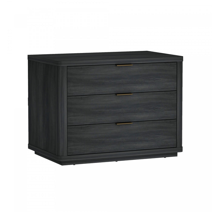 Evelyn Modern 32\" Nightstand in Charcoal Gray (3-Drawer) - Set of 2