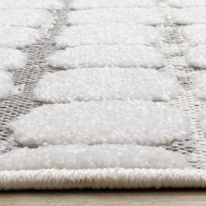 Oslo White Great Pebble Patterned Rug, 6'7\" x 9'6\" Indoor Area Rug