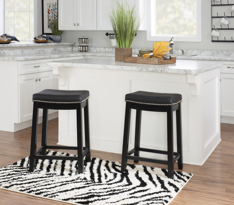 Claridge Faux Leather Black Backless Counter-Height Stool - Set of 2