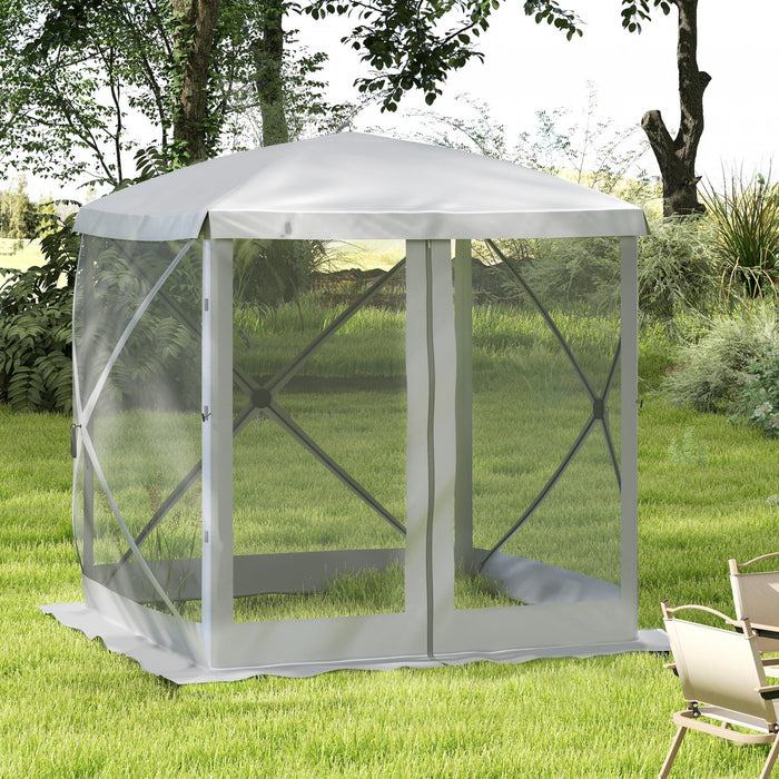 Outsunny Pop-up Screen House Gazebo Camping Instant Setup Tent, Light Grey