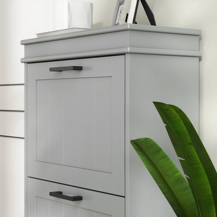 HOMCOM Narrow Shoe Cabinet with Flip Drawers Adjustable Shelf, Grey