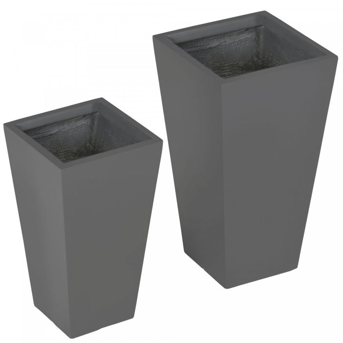 Outsunny Set of 2 Outdoor Flower Pots with Drainage Holes, Grey