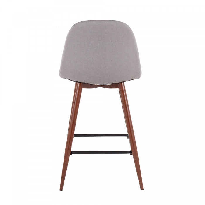 LumiSource Pebble Light Grey Fabric Mid-Century Modern Counter-Height Stool - Set of 2