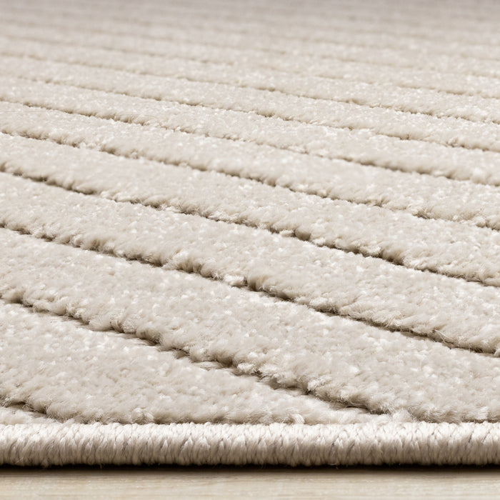 Oslo Beige Angled Striped Design Rug, 5'3\" x 7'7\" Indoor Area Rug