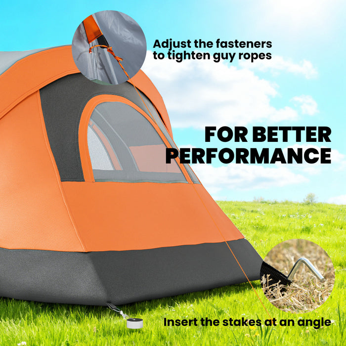 Outsunny 5 Person Outdoor Camping Tent, Family Tent w/ Light Hook, Orange