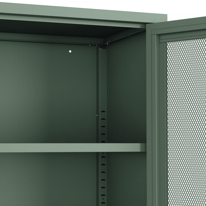 Amelia Modern 32\" Metal Accent Cabinet in Sage Green