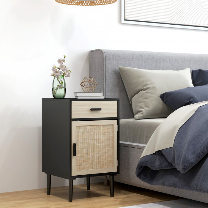 HOMCOM Bedside Table Set of 2 with Storage Drawer for Bedroom Living Room