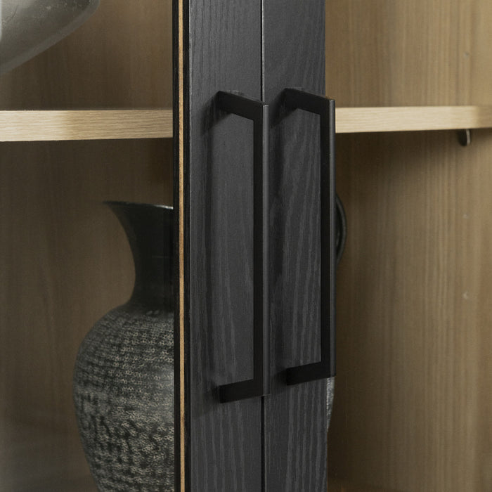 Arum Contemporary 2-Door Kitchen Cabinet with Doors Black Oak and Natural Ash - South Shore Kitchen Storage