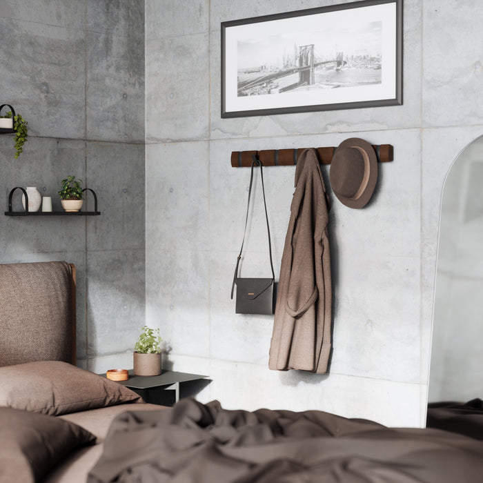 Umbra Flip Wall-Mounted Hooks - Black and Walnut