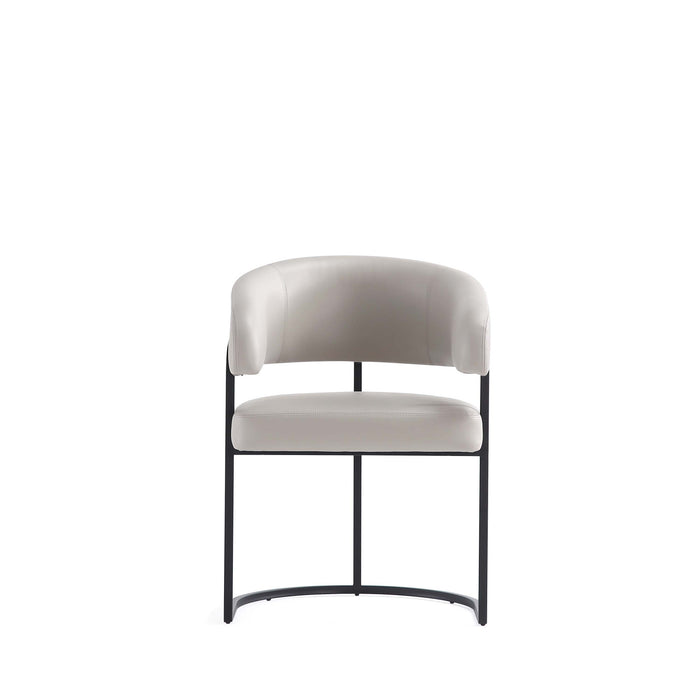 Augusta Modern Metal Vegan Leather Dining Chair in Light Gray - Set of 6
