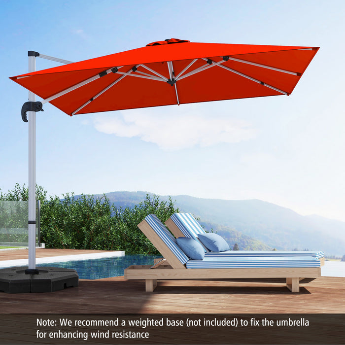 Costway 10 FT Patio Cantilever Umbrella Outdoor Aluminum Hanging Offset Umbrella w/ 360° Rotation Orange