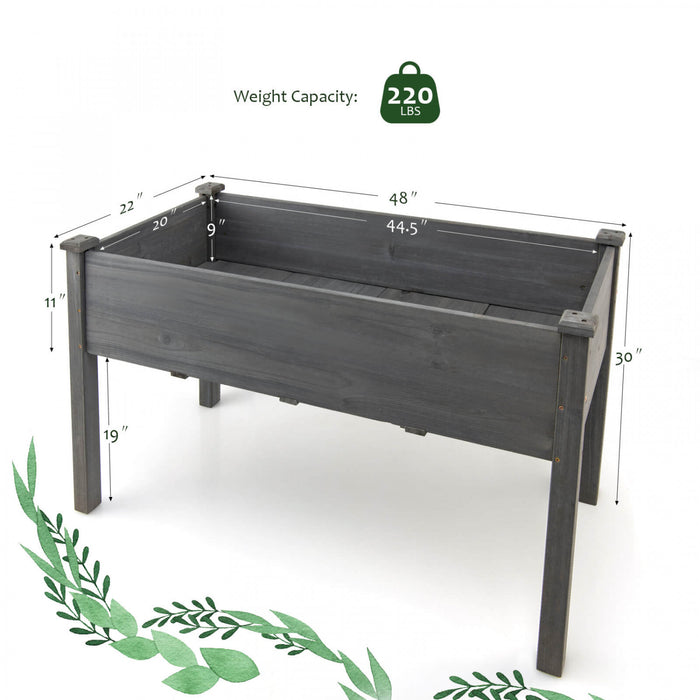 Costway Wooden Raised Vegetable Garden Bed Elevated Grow Vegetable Planter Grey