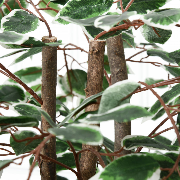 Outsunny 5.3ft Potted Artificial Tree Ficus for Indoor Home Decor