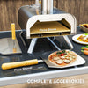 Outsunny Outdoor Pizza Oven, Portable Wood Pellet Pizza Oven with Pizza Stone and Peel, Foldable Legs, Chimney, 12 Inch Wood Fired Pizza Maker for Outdoor Cooking, Stainless Steel