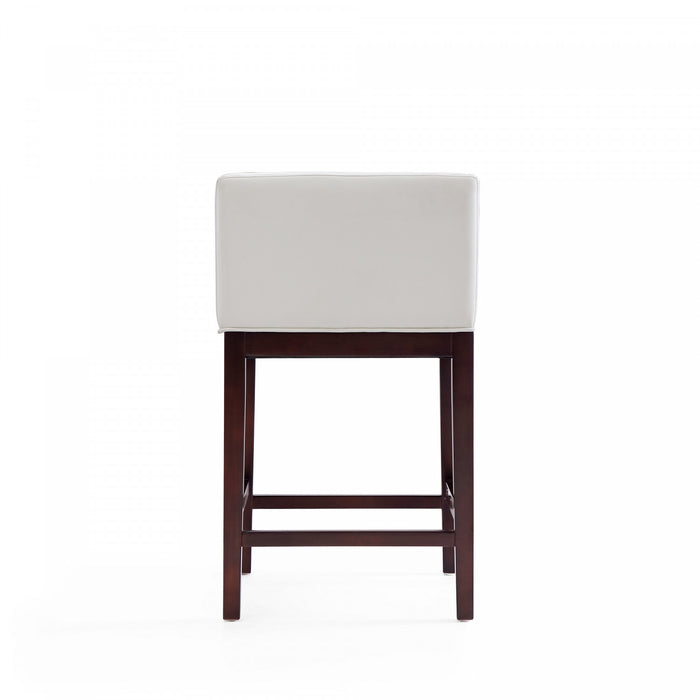 Kingsley Mid-Century Modern Wood Upholstered Counter Stool in Ivory - Set of 2
