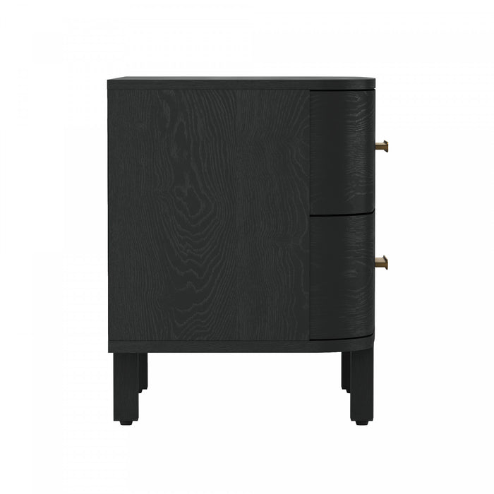 Solara Contemporary 30\" Solid Wood Nightstand in Black (2-Drawer)