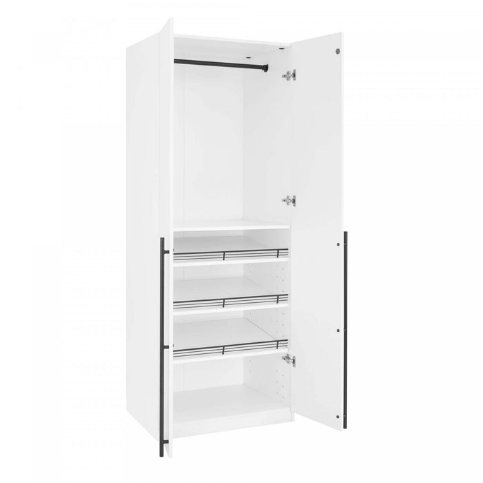 Lee Modern 32\" Wardrobe Closet in White - Set of 2 Armoire