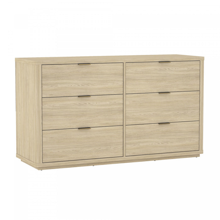 Evelyn Modern 60\" Dresser in Natural (6-Drawer)