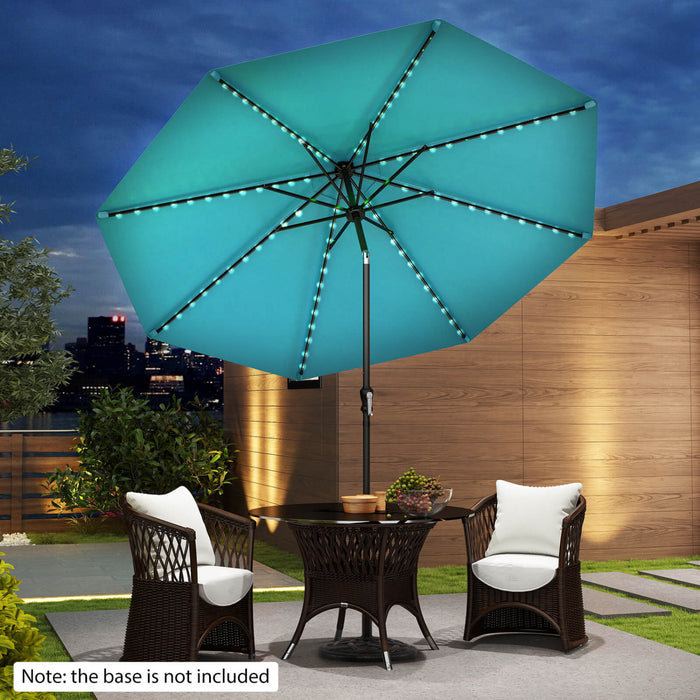 Costway 10 FT Solar Patio Umbrella with 96 LED Lights 35° Adjustable Tilt Vented Top Turquoise