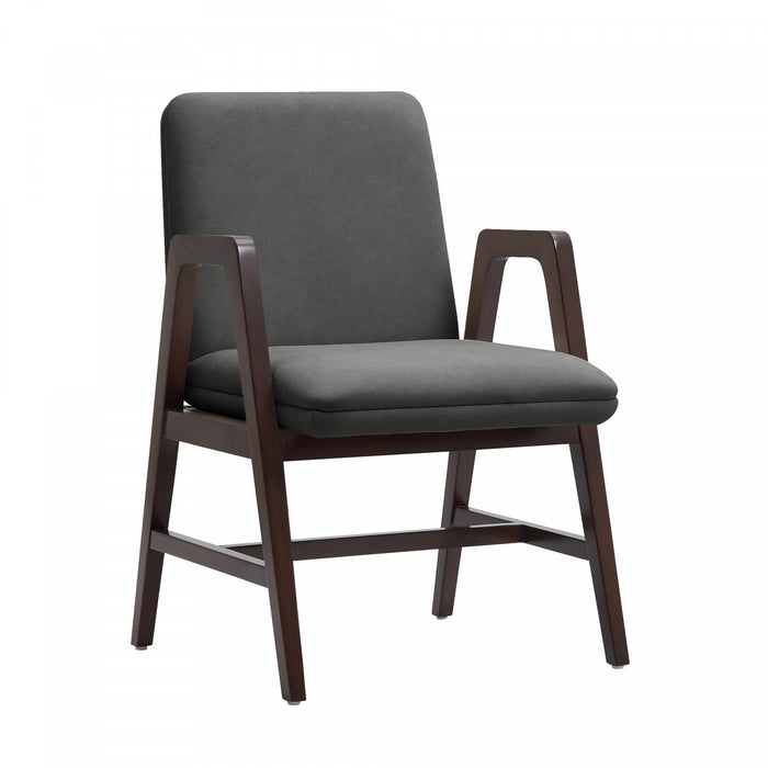 Stella Modern Velvet Wood Armchair in Graphite - Set of 2