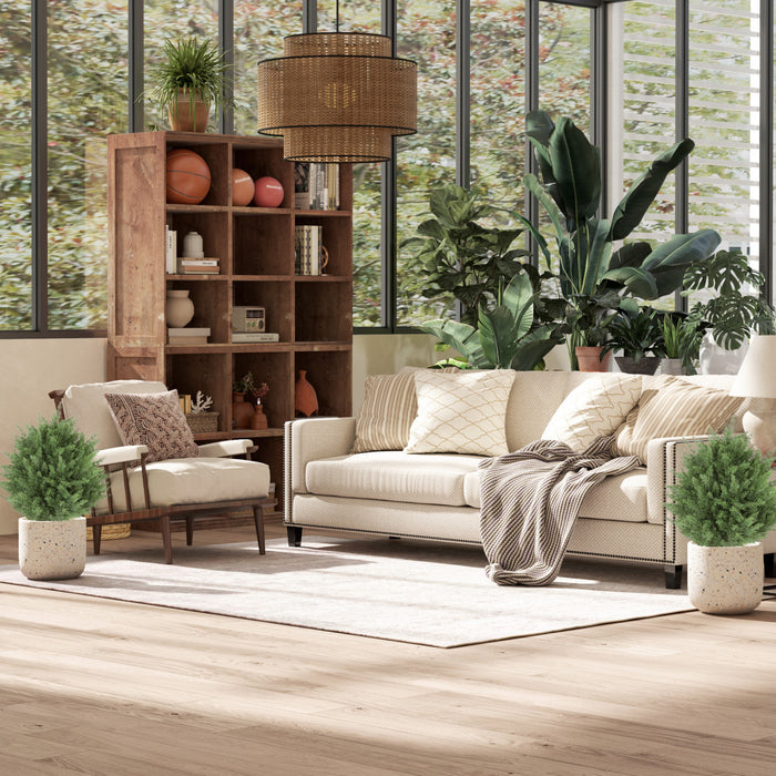 HOMCOM 24\" Artificial Cypress Trees with Ground Stake, Set of 2, Green