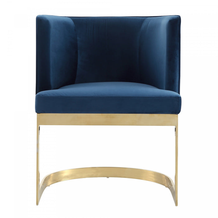 Aura Modern Velvet Metal Dining Chair in Royal Blue - Set of 2