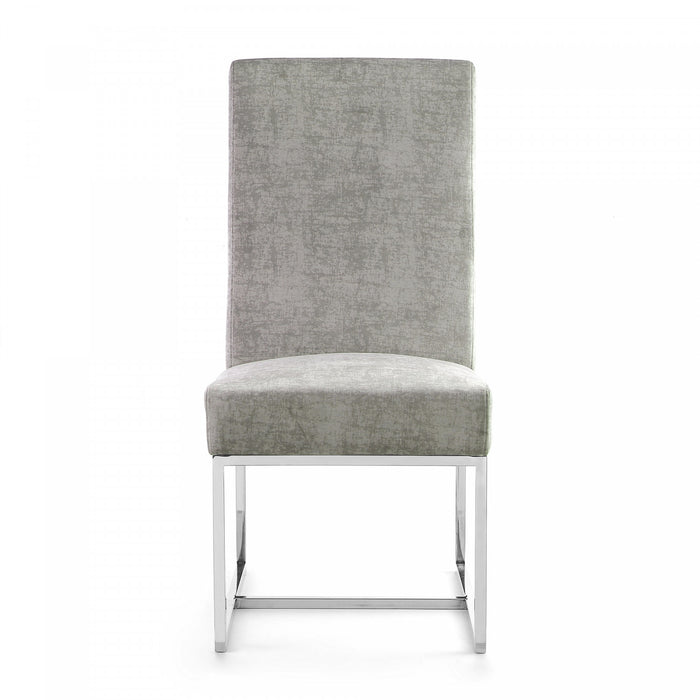 Element Modern Velvet Metal Dining Chair in Steel - Set of 2