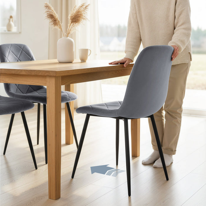 HOMCOM Dining Chairs Set of 4, Kitchen Chair with Metal Legs, Grey