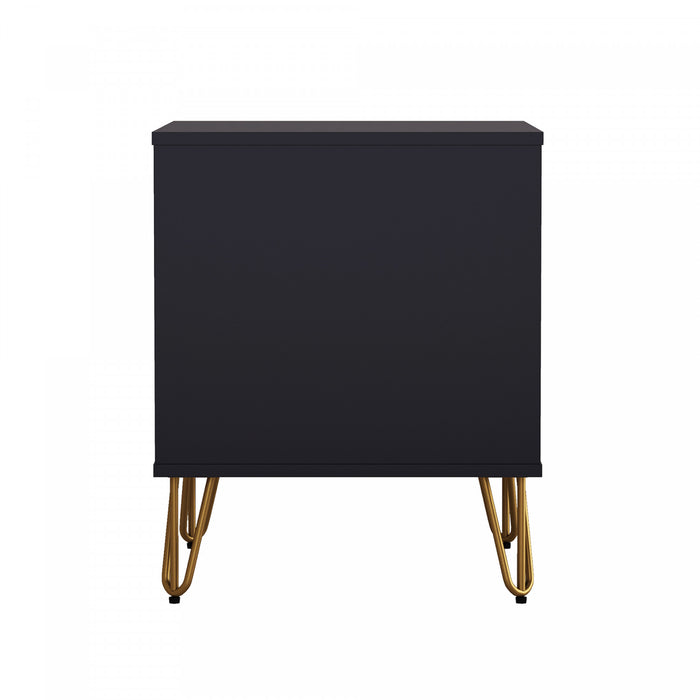 Avira Mid-Century Modern 20\" Nightstand in Black (2-Drawer)