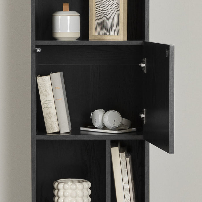Liora 5-shelf Narrow Bookcase - Black Oak 