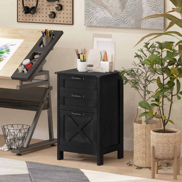 HOMCOM 3 Drawer File Cabinet Filing Cabinet for A4 Letter Size Black