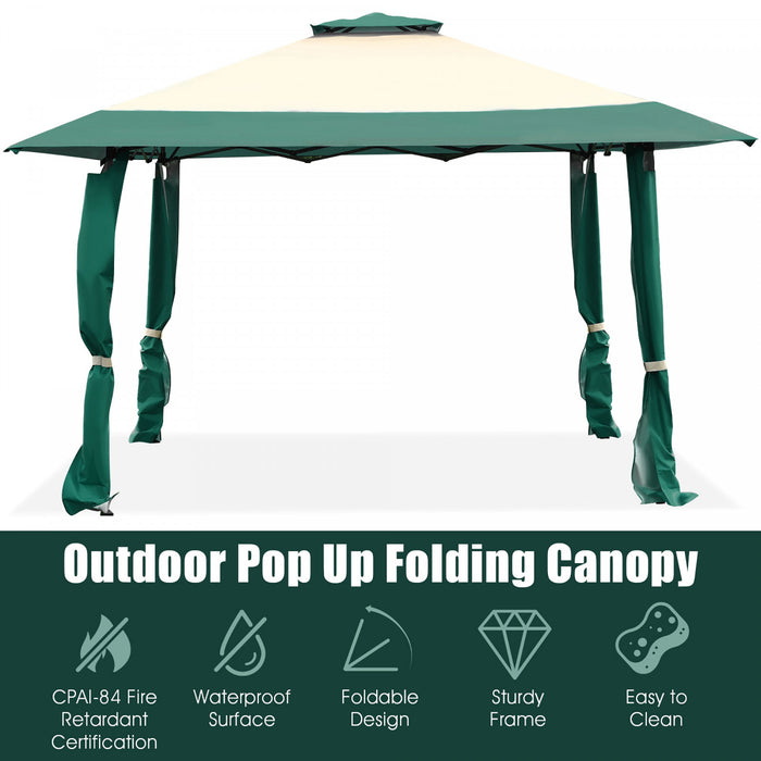 Costway 13'x13' Gazebo Canopy Shelter Awning Tent Patio Garden Green