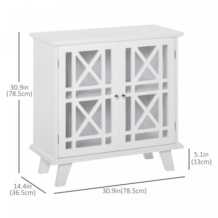 HOMCOM Storage Cabinet with Fretwork Doors Shelf Modern Sideboard Buffet
