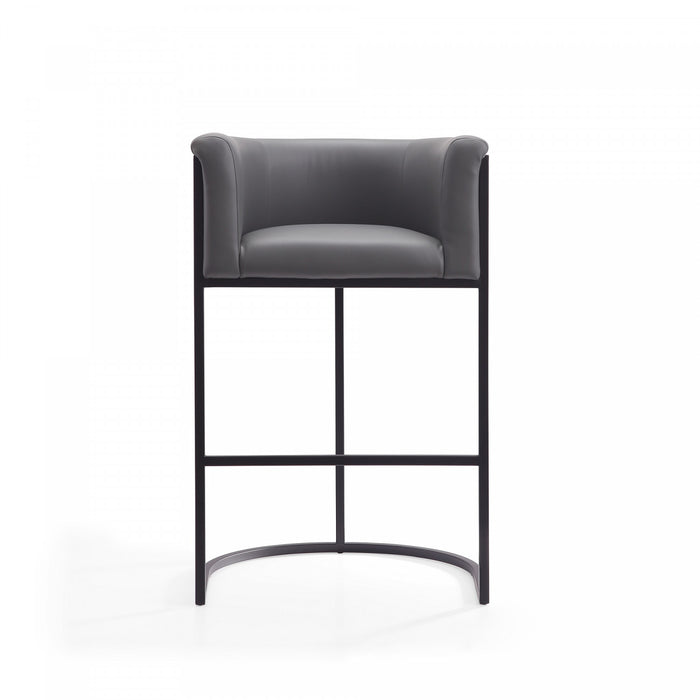 Cosmopolitan Mid-Century Modern Metal Upholstered Barstool in Gray - Set of 2 Bar Stool