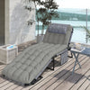Outsunny Folding Lounge Chair W/ Cushion, Reclining Tanning Chair, Grey