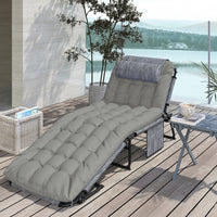 Outsunny Folding Lounge Chair W/ Cushion, Reclining Tanning Chair, Grey