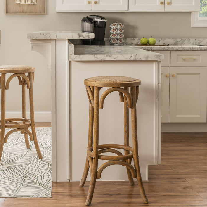 Rae Backless Rattan Barstool - Natural