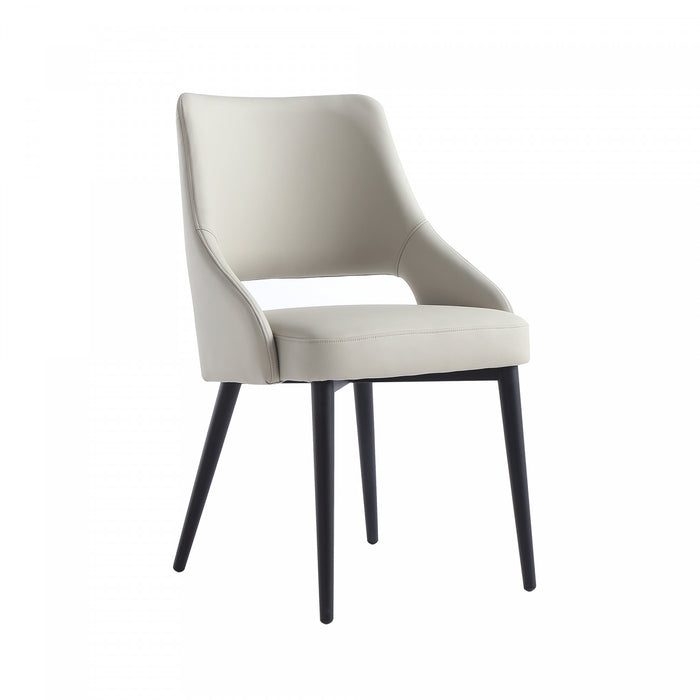 Tremont Modern Metal Vegan Leather Dining Chair in Stone Gray