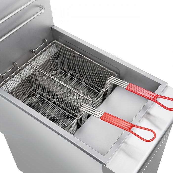 FORNO Commerciale Propane Gas Deep Fryer, 4 Burners 120,000 BTU, 50 lbs Oil Capacity - FCMGF0030