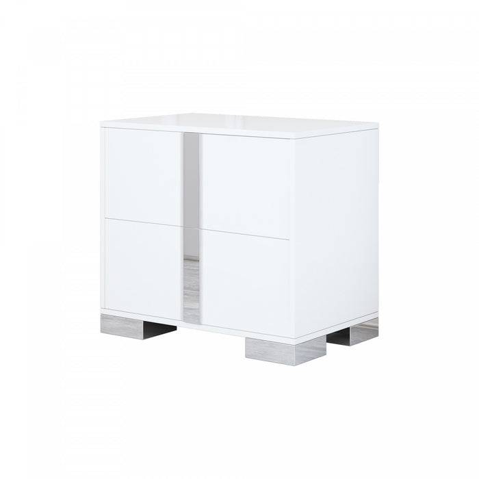 Madeline Nightstand with 2 Storage Drawers and Metal Legs,White