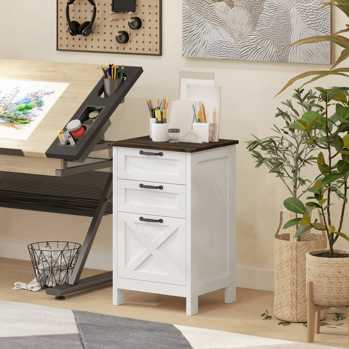 HOMCOM 3 Drawer File Cabinet Filing Cabinet for A4 Letter Size White