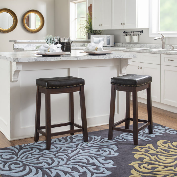 Claridge Faux Leather Backless Counter-Height Stool - Brown