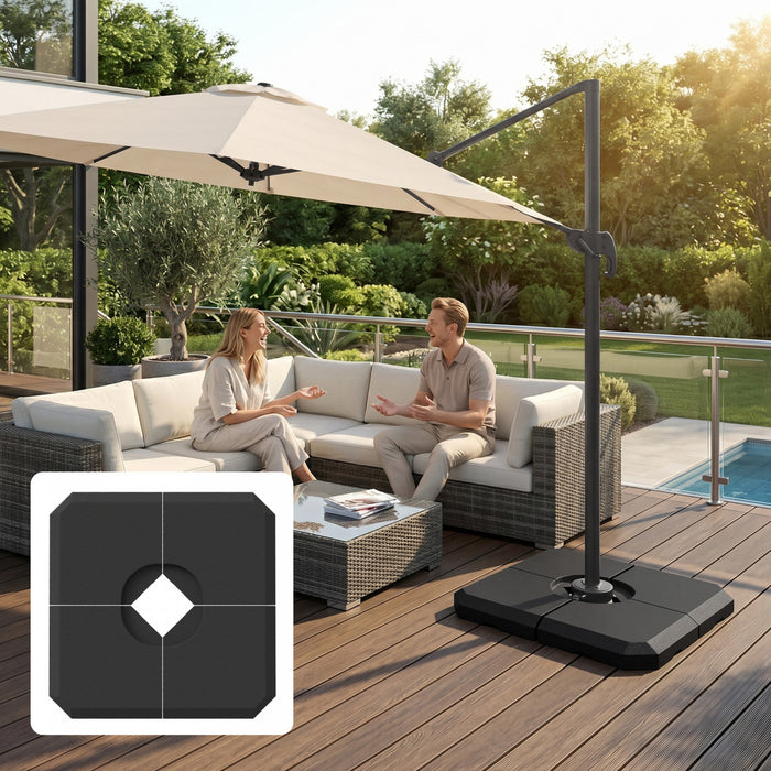 Outsunny 4 Pieces Umbrella Base Parasol Stand Black