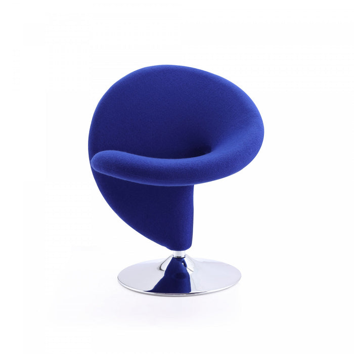 Curl Modern Wool Blend Swivel Lounge Chair in Blue - Set of 2