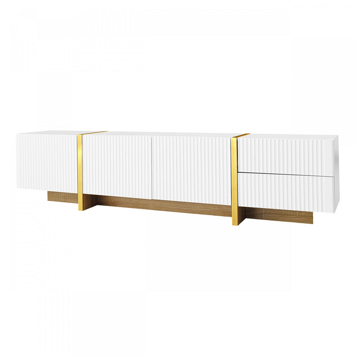 Emily 74.7\" Large Storage TV Cabinet with Doors and Drawers,Gold Tv Stand