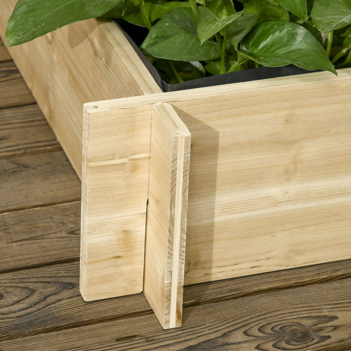 Outsunny 3 Tier Raised Garden Bed With Trellis For Climbing Plants, Wooden Elevated Planter Box For Garden, Outdoor To Grow Vegetables, Flowers, Herbs, Natural