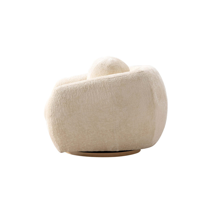 Tribeca Mid-Century Modern Chenille Lounge Chair in Cream