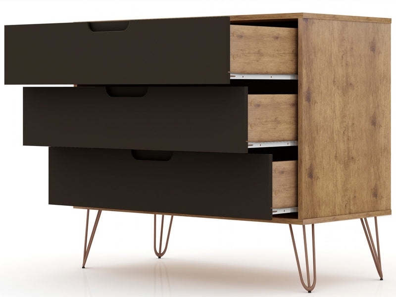 Rockefeller Mid-Century Modern 35\" Dresser in Gray (3-Drawer) - Set of 2