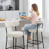 HOMCOM Modern Bar Stools Set of 2 27" Counter Height Barstools, Cream White